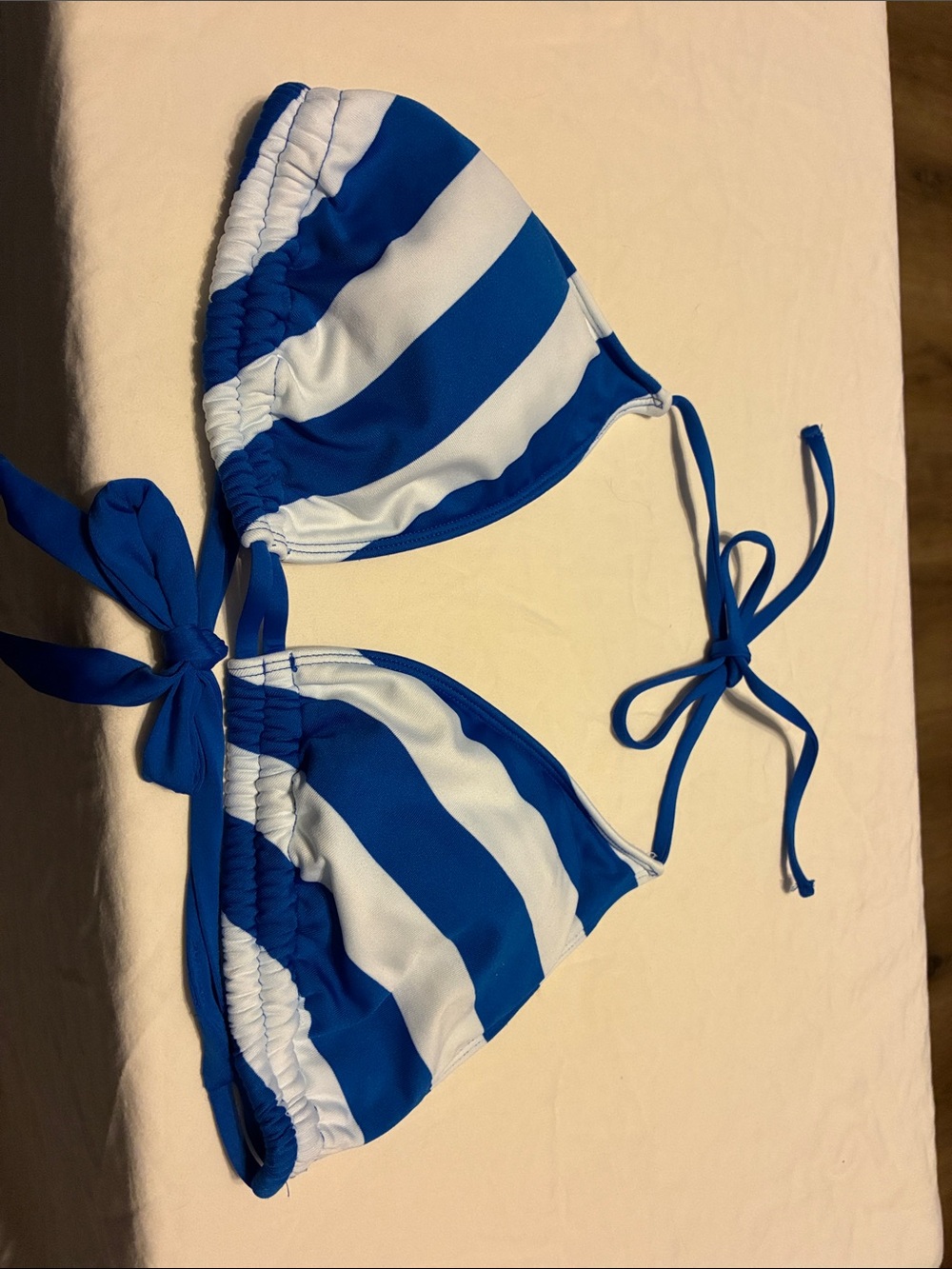 Mossimo Supply Co. Blue and White Striped Triangle Bikini Top